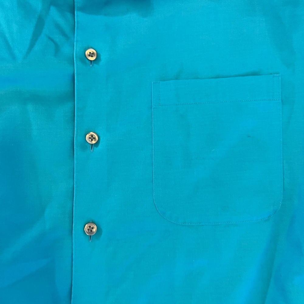 MURANO ADULT MENS SHIRT BUTTON DOWN SIZE NECK 17.5 34 TURQUOISE AQUA BLUE 222 - Picture 4 of 11